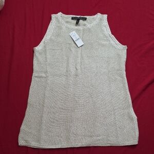 WHBM Elegant Cream Sleeveless Top